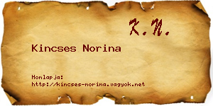 Kincses Norina névjegykártya